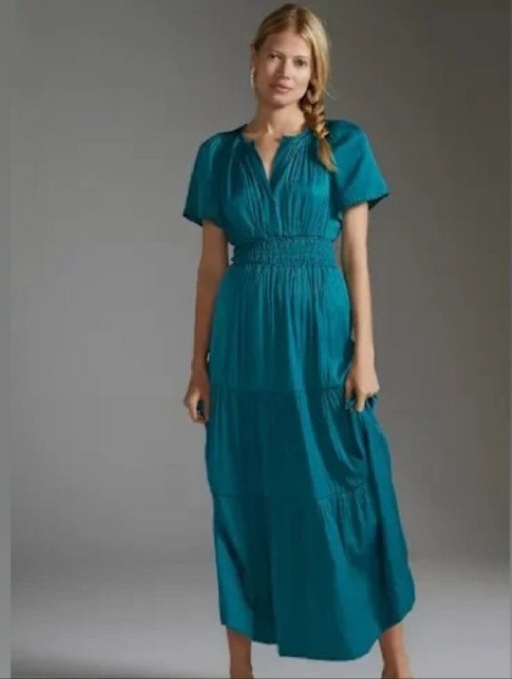 Anthropologie Somerset Teal Maxi Dress
